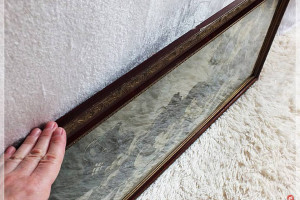 Stary podłużny Obraz sygnowany Owoce 82,5x41 w ozdobnej rami