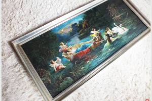 Stary Duży obraz I. Helen, Oleodruk z lat 20' 126x60cm