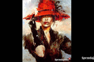 Kowalik - Kobieta w kapeluszu - 50x40cm Obrazy Olejne Impresja