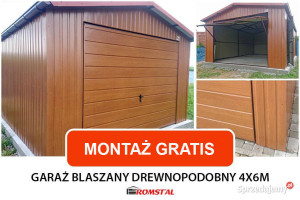 Garaż Blaszany Drewnopodobny Złoty Dąb - Schowek - Romstal A10v12