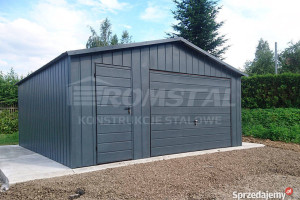 GRAFITOWY Garaż Blaszany 6x5 - Blaszak - Wiata - Romstal A13v12