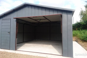 GRAFITOWY Garaż Blaszany 6x5 - Blaszak - Wiata - Romstal A13v12