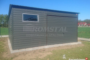 GRAFITOWY Garaż Blaszany 6x5 - Blaszak - Wiata - Romstal A13v12