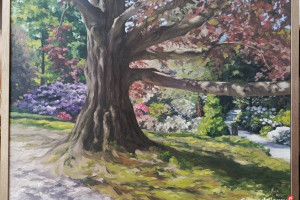 Obraz olejny,,Serce Ogrodu ", drzewo, pejzaż