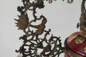 Lampa naftowa XIX w. Francja majolika