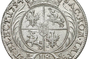 August III Sas, Ort 1754, długa głowa