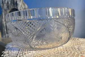 Krysztalowa miska na grawerke , PRL.