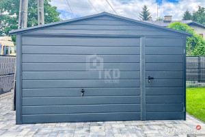 Garaż blaszany 4x6m Brama uchylna drzwi antracyt rynny dwuspad TKD257