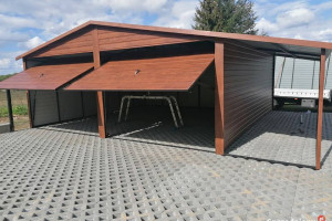 B1 Garaż Blaszany Drewnopodobny Dwuspadowy, Garaże Blaszane – Maj-Blach