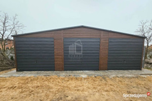 Garaż blaszany 10,5x6m 3x Brama uchylna drzwi  drewnopodobny rynny ID791