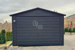 Garaż blaszany 3,5x6m - Brama uchylna - Antracyt - dach dwuspadowy TKD323