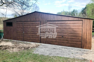 Garaż blaszany 9x6 2x Brama drewnopodobny GP137