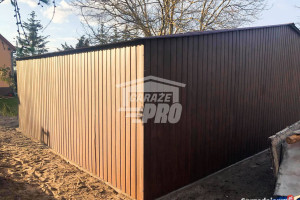 Garaż blaszany 9x6 2x Brama drewnopodobny GP137
