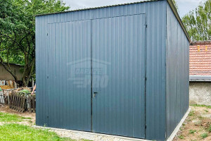 Garaż Blaszany 3x5,5m Brama Dwuskrzydłowa Dach spad w tył  GP411