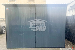 Garaż blaszany 3x7 brama dwuskrzydłowa antracy GP193