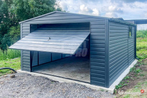 Garaż blaszany 4,5x5m Brama uchylna okno antracyt rynny dwuspad  GP422