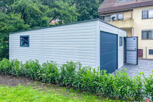 Garaż Blaszany 6,5x6m - Brama Segmentowa - 3x Okno - Drzwi GP412