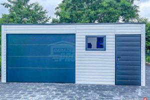 Garaż Blaszany 6,5x6m - Brama Segmentowa - 3x Okno - Drzwi GP412