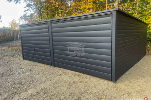 Garaż Blaszany 6x5m - 2x brama uchylna - antracyt - dach spad w tył GP523