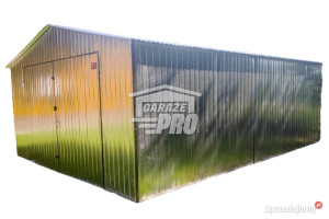 Garaż blaszany 4x6 Brama - ocynk - dwuspad GP186