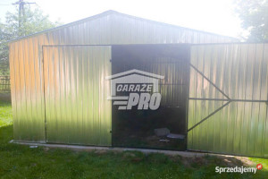 Garaż blaszany 4x6 Brama - ocynk - dwuspad GP186