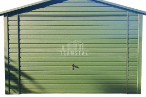 Garaż Blaszany 3,5x6m Brama Uchylna - Zielony - Dach Dwuspadowy TS727