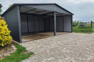 E1 Garaż Blaszany Drewnopodobny Dwuspadowy, Garaże Blaszane – Maj-Blach