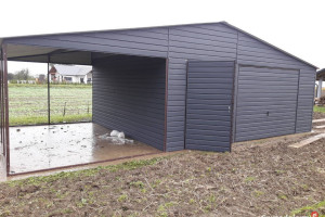 Duży Ocynkowany Garaż Blaszany / Wiata Garażowa - Hala  - GRZYWSTAL