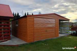Garaż Blaszany blaszak + wiata 7x5 drewnopodobny PREMIUM