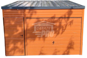 Garaż blaszany 4x5 Brama drzwi drewnopodobny złoty dąb GP199