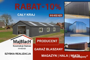 A198-Garaż Blaszany Popielaty z Bramami Wjazdowymi |Hala |Wiata – Maj-Blach