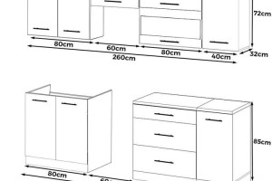 Meble Kuchenne Nowoczesne Kuchnia Marocco 2.6m Modułowa Sonoma Szary Połysk