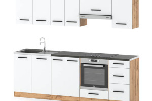 Kuchnia Mokka Plus 2.4m Modułowa Pojemna Z Blatem Duża Wotan Biała Mat