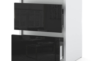 Szafka Nocna 2 Szuflady Stolik Nakastlik Do Sypialni Biały Czarny Połysk