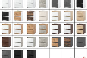 Szafka Nocna 2 Szuflady Stolik Nakastlik Do Sypialni Biały Czarny Połysk