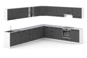 Meble Kuchenne Szare Mat Narożne Nowoczesne Kuchnia Rossa 6.8m Modułowy