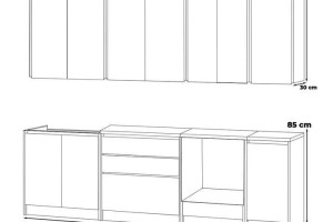 Kuchnia Bella 2.6m Piekarnik Modułowa Nowoczesna Z Blatem Szary Wotan Biały