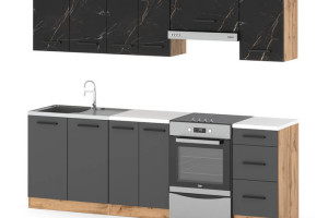 Kuchnia Modułowa Nowoczesna Z Blatem Mokka 2.4m Wotan San Sebastian Szary