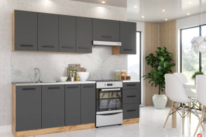 Kuchnia Modułowa Nowoczesna Z Blatem Mokka 2.4m Wotan San Sebastian Szary