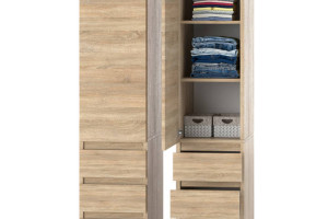 Szafa drewniana garderoba do sypialni 3 szuflady wąska 40cm dąb sonoma