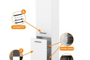 słupek kuchenny stojący 50cm szafka cargo nowoczesna s50 spremium biały mat