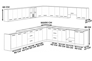 Meble Kuchenne Drewniane Narożne Zestaw Mebli Kuchennych Rossa 6.8m Wotan