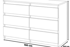 Komoda Z 6 Szufladami Biała 100cm Nowoczesna Pojemna Szafka Rtv Do Sypialni