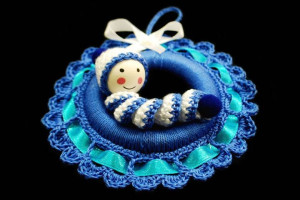 Zawieszka ozdoba szydełkowa na choinkę 10cm niebieska (Z177)