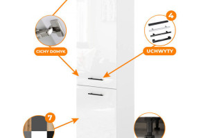 Słupek Kuchenny Stojący 60cm Szafka Kuchenna S60 Spremium Biały Połysk