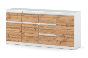 Komoda 5 Szuflad Nowoczesna Szafka Do Sypialni Duża 160cm Biała Dąb Wotan