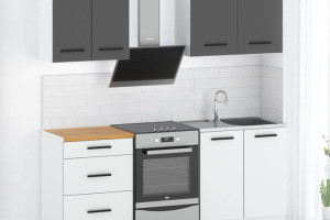 Meble Kuchenne Biało Szare Mat Nowoczesne 2.0m Szafki Kuchenne Modułowe