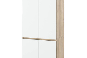 Szafa Garderoba Z Półkami Drążkiem Nowoczesna 80cm Dąb Sonoma Biały Mat