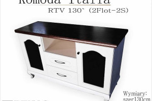 Komoda 130 Italia Lakierowana Biała Bat Rustical Dąb Bekas