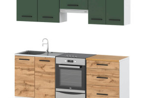 Kuchnia Mała Nowoczesna Modułowa Z Blatem 2m Biały Butelkowa Zieleń Wotan